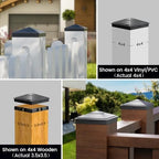 SIEDiNLAR 4x4 Pyramid Post Caps Waterproof Outdoor 4x4 Post Cover, Fits 3.5x3.5 4x4 Wood Vinyl Posts for Fence Deck Mailbox Patio (Black, 24 Pack)