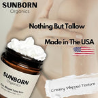 Pure Whipped Tallow Balm | 1 Ingredient | Handmade in USA | 100% Organic Grass-Fed Beef Tallow for Skin | Unscented Beef Tallow Face Moisturizer for Dry Skin, Fragrance-Free, No Essential Oils