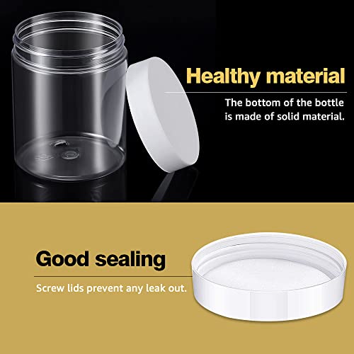 AMORIX 8oz Slime Containers with Lids 8 oz Plastic Containers Jars with White Lids + 20g Sample Containers (Set of 24) Airtight Container for Lip Scrub, Body Butters, Cream, Slime, Craft Storage