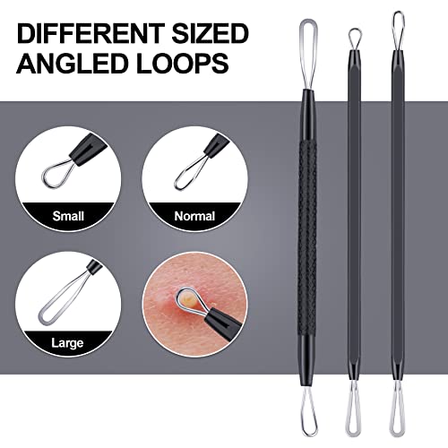 MENOLY Pimple Popper Tool Kit 10 Pcs Blackhead Remover Tool Zit Popper for Blemish, Pimple Comedone Extractor Acne Tool for Blackheads, Acnes, Whiteheads Nose Face Tools with Leather Bag