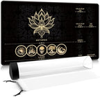 MTG Playmat with Play Zones – Magic Play mat Card Game Mat for Magic The Gathering, Lotus & Basic Lands Design, 24x14 inch, Stitched Edge, Non-Slip Base with Prismatic Playmat Tube-Gold Zone