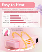 Roll On Wax kit,Waxing Kit for Sensitive Skin, Wax Roller, Roll On Wax Warmer for Hair Removal,at Home Waxing Kit for Women men,Soft Wax Heater for Larger Areas of the Body(pink)