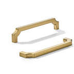 khtumeware 10-Pack 6 Inch Square Brushed Brass Cabinet Pulls, Solid Satin Brass Zinc Alloy Heavy-Duty Handles for Kitchen/Bathroom Cabinets, Drawers & Cupboards (6 Inch Center to Center)