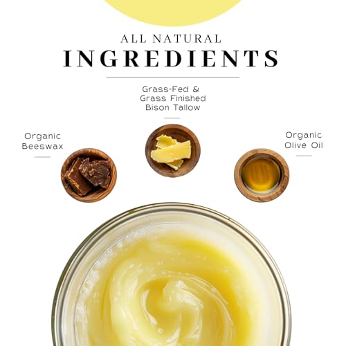 Vanman’s - Tiny Bison Tallow and Honey Balm - Grass-Fed/Finished Bison Tallow and Manuka Honey Cream with Royal Jelly, Essential Oils - Cream for Dry, Delicate Skin - Bison Tallow Skin Care - 0.25 oz