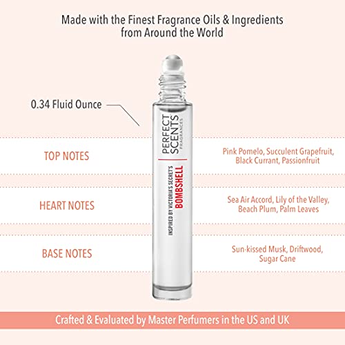 Perfect Scents Fragrances | Inspired by Victoria's Secret's Bombshell | Rollerball | Women’s Eau de Toilette | Vegan, Paraben Free | Never Tested on Animals | 0.34 Fl Oz