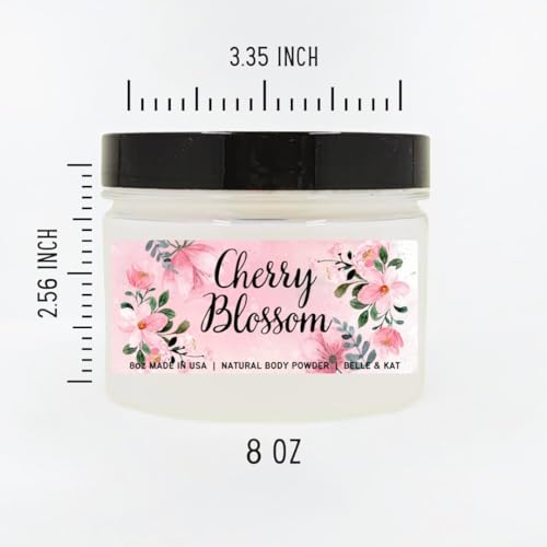 Cherry Blossom Scented Body Powder for Men & Women, Perfume Dusting Powder, Bath Powder with Fragrance & Essential Oils, Talc Free 8oz Container, Made in USA