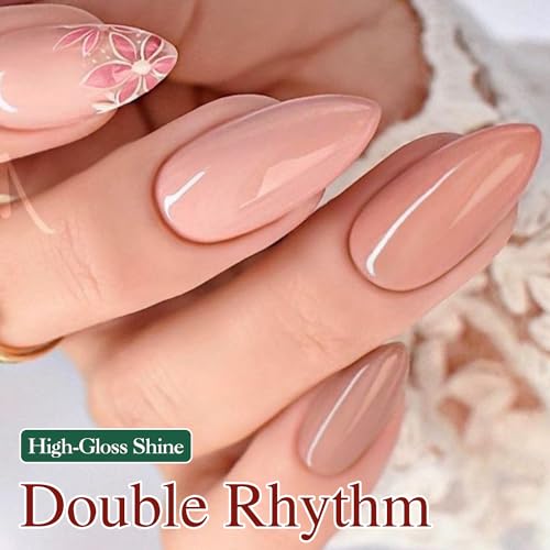 Double Rhythm Gel Nail Polish Set of 6 Colors Baby Light Pastel Milky Nail Polish Starter Kit Art DIY Salon Home (Natural Neutral Nude Pink,Kit 28)