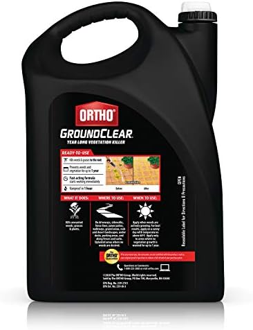 Ortho GroundClear Year Long Vegetation Killer Refill - Visible Results in 1 Hour, Kills Weeds and Grasses to the Root, Up to 1 Year of Weed and Grass Control, 1.33 gal.