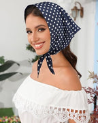 AWAYTR 3Pcs Hair Bandanas Head Kerchief for Women Girls Tie-Back Boho Hair Scarf Headband Bandana Triangle Head Scarf (Polka Dot - Red/Black/Dark Blue)