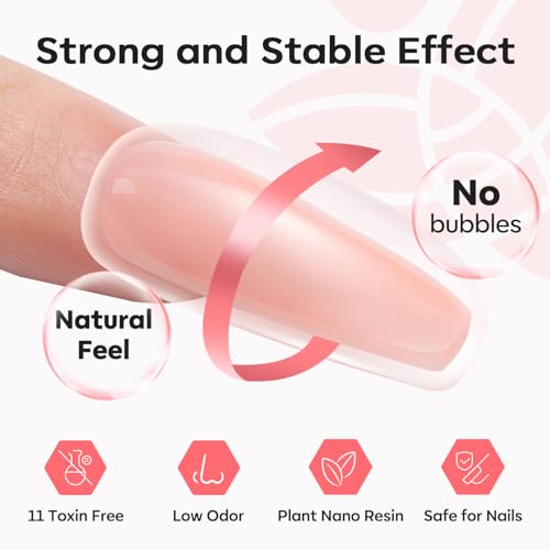 Modelones Poly Extension Gel Nail Kit, 6 Colors Pink Nude with 48W Nail Lamp Slip Solution 3D Bow Nail Charms Decoration Rhinestone Glitter Kit for Nail Manicure Beginner Starter Kit DIY at Home