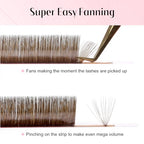 ALLOVE Colored Eyelash Extension Super Easy Fan Brown Volume Lash Extensions 0.05mm D Curl 12-15mm Mixed Tray Rapid Blooming Colorful Volume Lashes Self Fanning Lash Extension Supplies