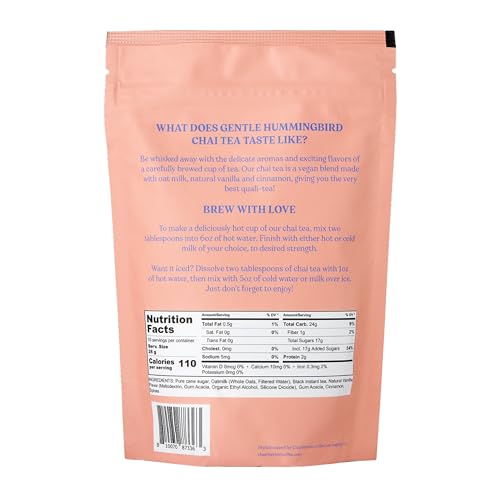 Chamberlain Coffee Gentle Hummingbird Chai Mix - Warm, Aromatic Vegan Chai with Oat Milk, Vanilla & Spices - Hot or Iced Instant Chai Latte - 10oz - 10 Servings
