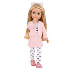 Glitter Girls – 14-Inch Fashion Doll – Blonde Hair & Green Eyes – Pink Cardigan & Skirt – Cat – Themed Outfit – 3+ Years– Fifer