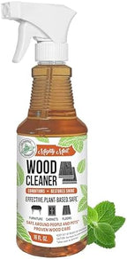 Mighty Mint Wood Cleaner and Conditioner, Non-Toxic, Spray Cleans and Renews Wood, Natural Peppermint Scent, 16oz