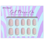 BTArtbox Press On Nails Oval - Soft Gel Press on Nails Oval Nails Fake Nail with Nail Glue, Fit Perfectly, Reusable Glue On Nails in 16 Sizes, Taro Milkshake