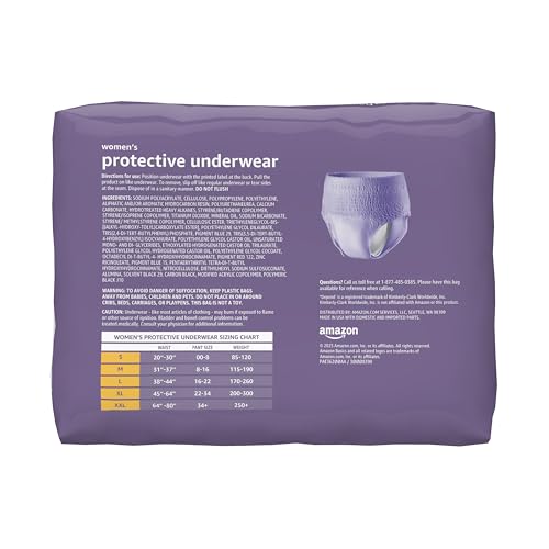 Amazon Basics Incontinence Underwear for Women, Protective, Disposable, Postpartum, Maximum Absorbency, Medium, Lavender, 20 Count