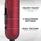 Conair miniPRO Tourmaline Ceramic Travel Hair Dryer with Folding Handle, Red