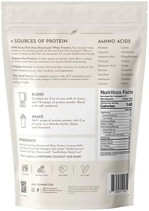 Just Ingredients Protein Powder | Vanilla Protein Powder Made with 100% Grass Fed, Non Denatured Whey | Four Different Protein Sources from Organic Whole Food Ingredients | 15 Servings | 22g Protein