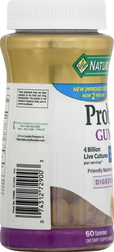 Nature's Bounty Probiotic Gummies, Immune Health & Digestive Balance, Pineapple, Raspberry and Orange Flavor Gummies, 60 Ct (Pack of 3)