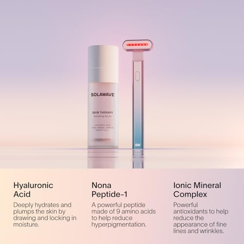 Solawave Wand Skin Therapy Activating Serum | Hyaluronic Acid and Peptides | Enhance Skincare Device Results | Hydrating Microcurrent Galvanic Current | Wrinkle Smoothing