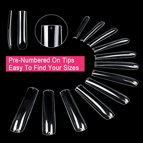 3XL Square Full Cover Nail Tips,SWETIDY 360PCS XXXL Straight Tapered Square Press on Nail Tips with Box for Nail Salons and DIY Nail Art, 12 Sizes with Box