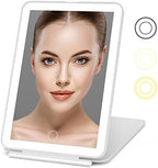 Rechargeable Travel Makeup Mirror 72 LED Lighted Makeup Mirror Travel Mirror Compact Slim LED Vanity Mirror with Lights Lighted Makeup Mirror with 3 Lighting Modes Dimmable Touch Screen (W1)