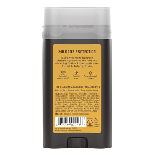 Every Man Jack Amber + Sandalwood Men’s Deodorant - Stay Fresh with Aluminum Free Deodorant For all Skin Types - Odor Crushing, Long Lasting, with Naturally Derived Ingredients - 3oz (4 Pack)