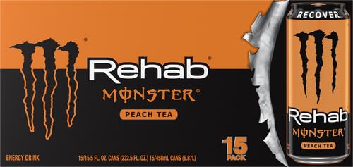 Monster Rehab Peach Tea + Energy, Energy Drink, 15.5 Ounce