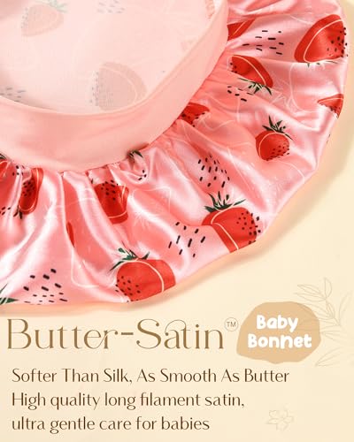 YANIBEST 2 PCS Baby Bonnet Silk Satin Bonnet for Kids Sleeping Cap Curly Natural Hair Silk Bonnets for Girls Boys Infant