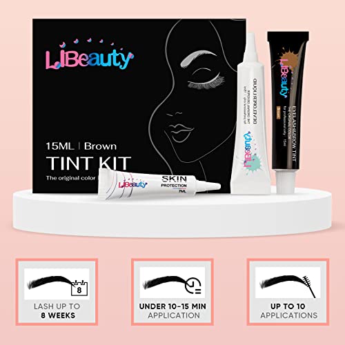 Libeauty Eyelash and Eyebrow Color Kit Brown Instant Hair Color Kit for Lash and Brow Perfect Partner for Lash Perm/Lift/Lamination Treatment Voluminous Coloring