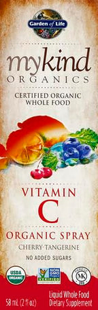 Garden of Life Organics Vitamin C Spray for Kids and Adults - Cherry Tangerine,Vitamin C Supplement,Antioxidant for Immune Support and Skin Health,2 fl oz Liquid Drops,(Pack of 2)