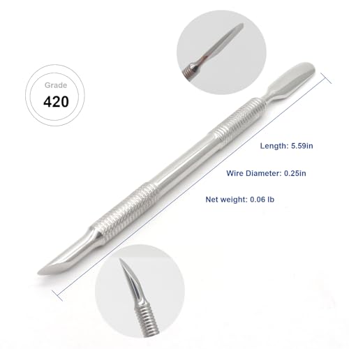Pre-treatment Cuticle Pusher, Russian Prep Nail Pushers, Dual Ended Cuticle Remover with 100/180 Grit Sandpaper Sheets, Nail Care for Manicure Pedicure Nail Art