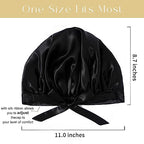 ZIMASILK 100% 22 Momme Mulberry Silk Bonnet for Sleeping, Double-Layer Silk, Natural Silk Hair Wrap for Hair Care with Elastic & Tie Band Stay On Head (1Pc, Black)