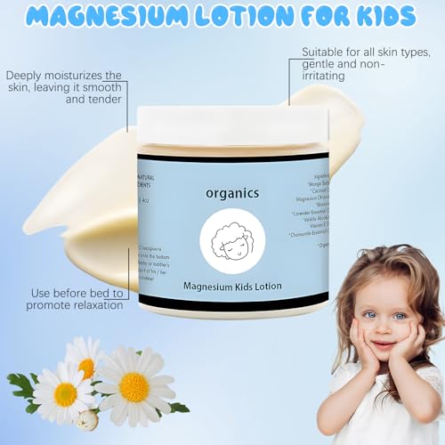 Organics Magnesium Lotion for Kids, Magnesium Lotion For Sleep, Topical Magnesium Cream Helps Stay Calm at Bedtime and During The Night (1PCS, 1)