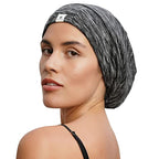 YANIBEST Silk Satin Bonnet Hair Cover Sleep Cap - Navy Adjustable Stay on Silk Lined Slouchy Beanie Hat for Night Sleeping