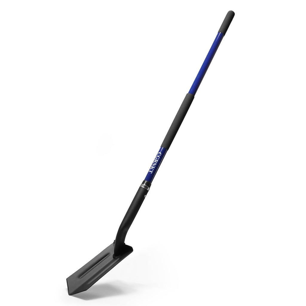 CGRNT 4-Inch Heavy Duty Trench Shovel with Blue Handle, Narrow Trenching Spade for Digging, Gardening & Landscaping, 56 Inch Professional Grade Tool for Irrigation & Rocky Soil