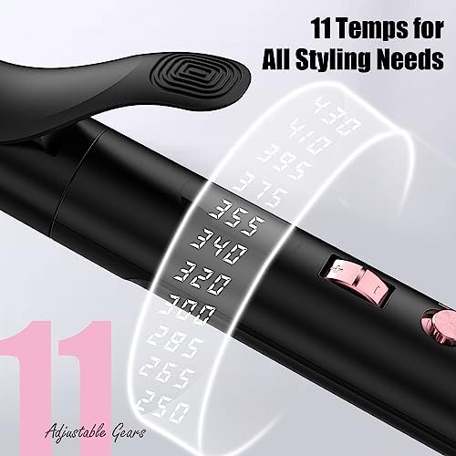 Long Barrel Curling Iron 1 Inch, Extra Long Curling Iron for Thin Hair, Ceramic Curling Iron Infused Argan Oil & Keratin, Long Lasting Styling, 11 Adjustable Temp, Include Clips & Silicone Pad