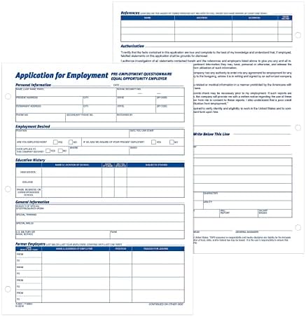 Adams TOPS 8 1/2 x 11 Inch Employee Application 50 Sheet Pads, 2 Pack (32851)