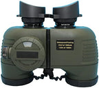 Hooway 7x50 HD Waterproof Military Marine Binoculars w/Internal Rangefinder & Compass for,Bird Watching,Boating and More(Army Green) …