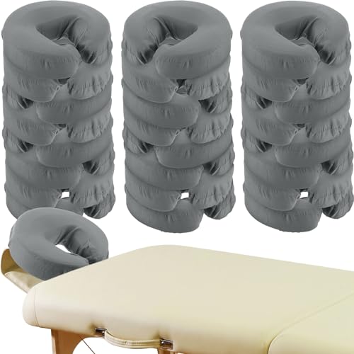 24 Pcs Face Cradle Covers for Massage Table Microfiber Reusable Soft Thicker Massage Table Head Rest Covers Bulk Oil Proof Headrest Cradle Sheets for Spa Beauty Salons (Gray)