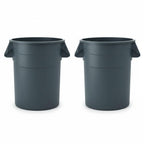 Kleen Commercial Gray Brute 44 Gallon Heavy Duty Round Trash Can/Utility Container/Garbage Container/Landscapers/Construction Sites/Restaurants/Offices/Warehouses, Made in The USA (2 Pack)