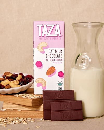 Taza Chocolate Organic Oat Milk Chocolate Bar, Fruit & Nut, 2.5 Ounce (10 Count), Vegan