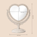 XPXKJ 7 Inch Vintage Heart Mirror - Elegant Desk Makeup Mirror with Double Sided 360 Degree Rotation Vanity Mirror for Coquette Room Decor (Beige 1pcs)