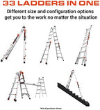 Little Giant Ladders Velocity, 17-Ft Folding Multi-Position Ladder, Aluminum, 300 lb Load Capacity, Type 1A Extra Heavy Duty, 18-Ft Reach, with Ratchet Levelers and Wheels (15417-801)