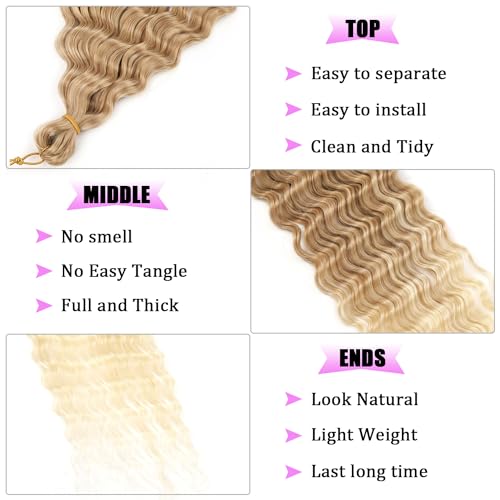 ZRQ 24 Inch Ocean Wave Crochet Hair 7 Packs Curly Braiding Hair Deep Wave Twist Crochet Hair for Boho Goddess Box Braids Goddess Locs Bohemian Braiding Hair Extensions #T27613