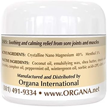 Organa Magnesium Cream - Fast-Absorbing Magnesium Lotion for Sleep - Topical Magnesium Lotion for Leg Cramps, Sore Muscles & Tired Joints - Fast Absorbing and Fast Acting Foot Cream - Magnesium Butter