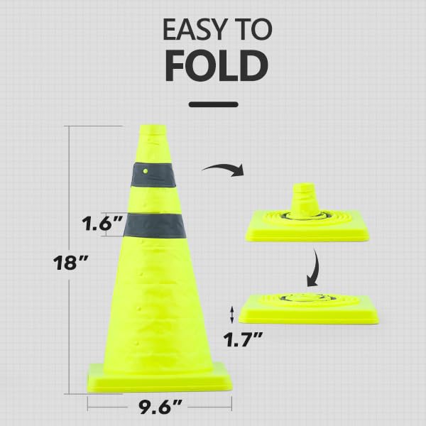 BATTIFE 40 Pack 28 Inch Collapsible Traffic Cones, Lime Green Safety Cones