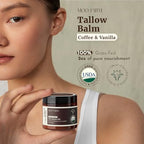 MOO FARM Beef Tallow for Skin - Natural Coffee & Vanilla Hydrating Balm - Grass-Fed Organic Beef Tallow for skin, Safe for Every Skin Concern - Rich Vitamins A, D, E, K, B1 - Made in USA (2oz)