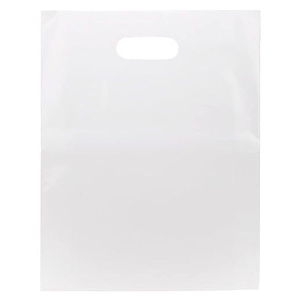 100 Clear Handle Bags 12x15, Extra Thick 2.25 Mil Retail Plastic Shopping Merchandise Gift Bags Tear Resistant Strong Durable Anti Stretch For Small Business LDPE Die Cut, ClearBags, 100% Recyclable