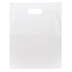 100 Clear Handle Bags 12x15, Extra Thick 2.25 Mil Retail Plastic Shopping Merchandise Gift Bags Tear Resistant Strong Durable Anti Stretch For Small Business LDPE Die Cut, ClearBags, 100% Recyclable